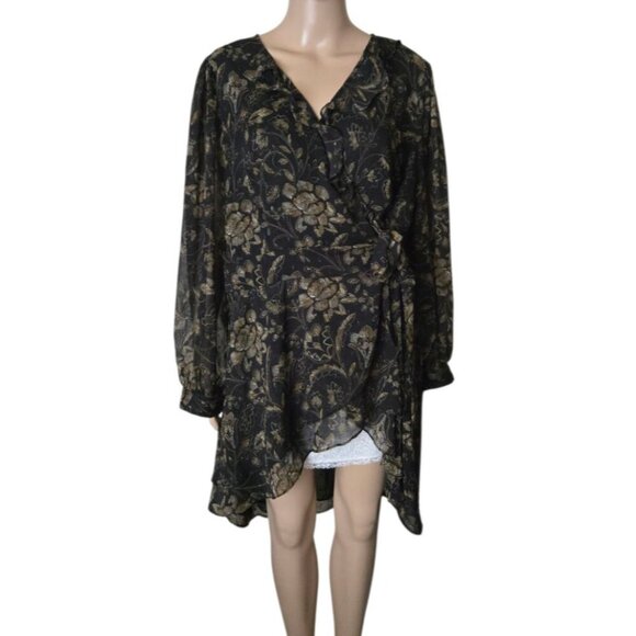 Torrid Chiffon Layered Tie Front Surplice Tunic Blouse 19131546 size 2X - Picture 4 of 10